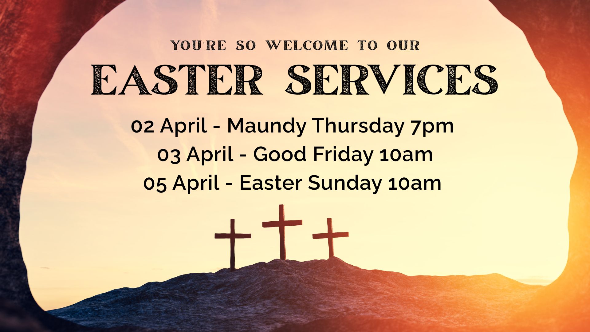 You are welcome to join our 2026 Easter Services at St Paul's.  Maundy Thursday: 2nd of April at 7 PM. Good Friday: 3rd of April at 10 AM. Easter Sunday: 5th of April at 10 AM. 